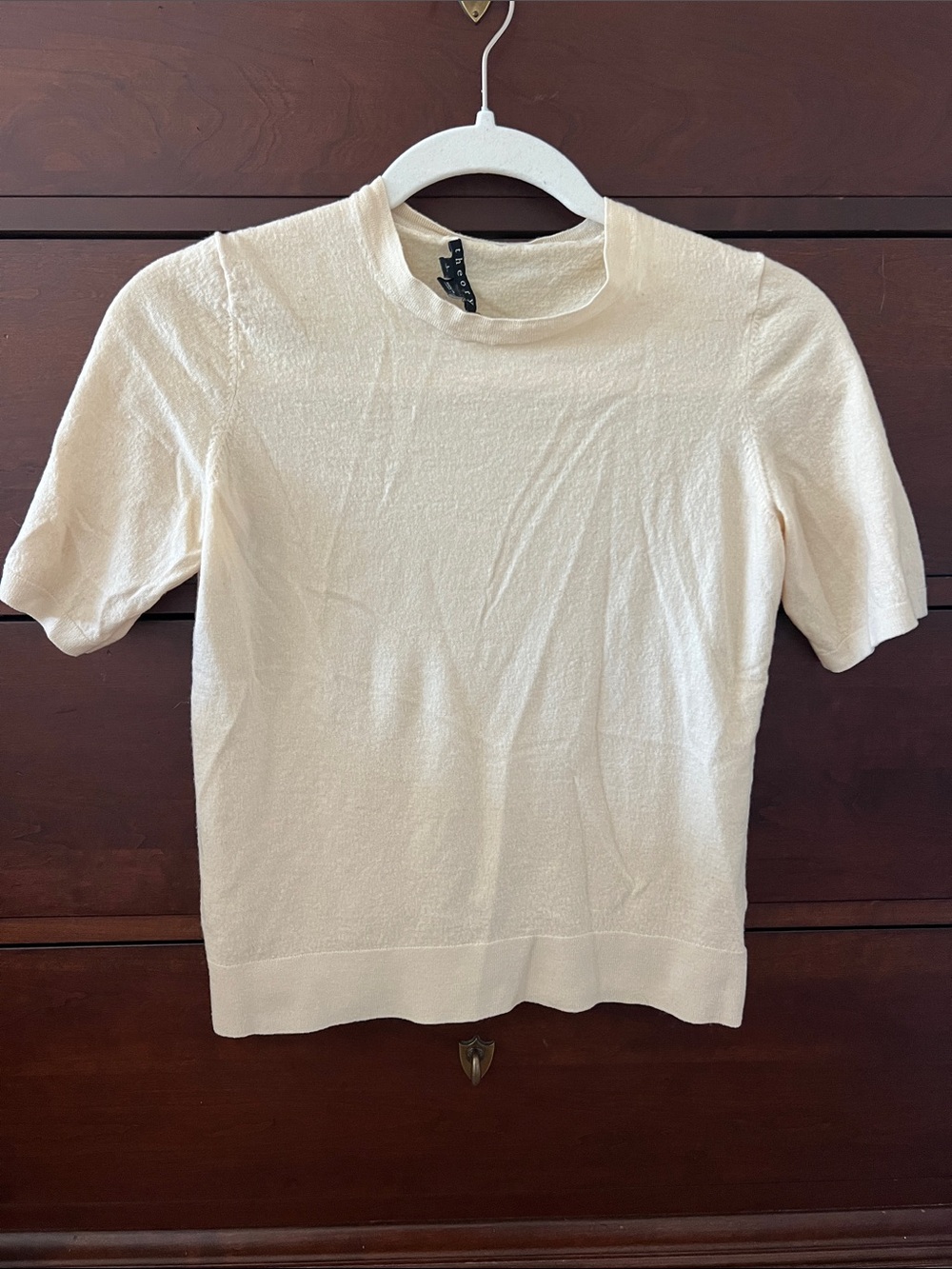 Theory Butter Yellow Short Sleeve 100% Wool Knit
